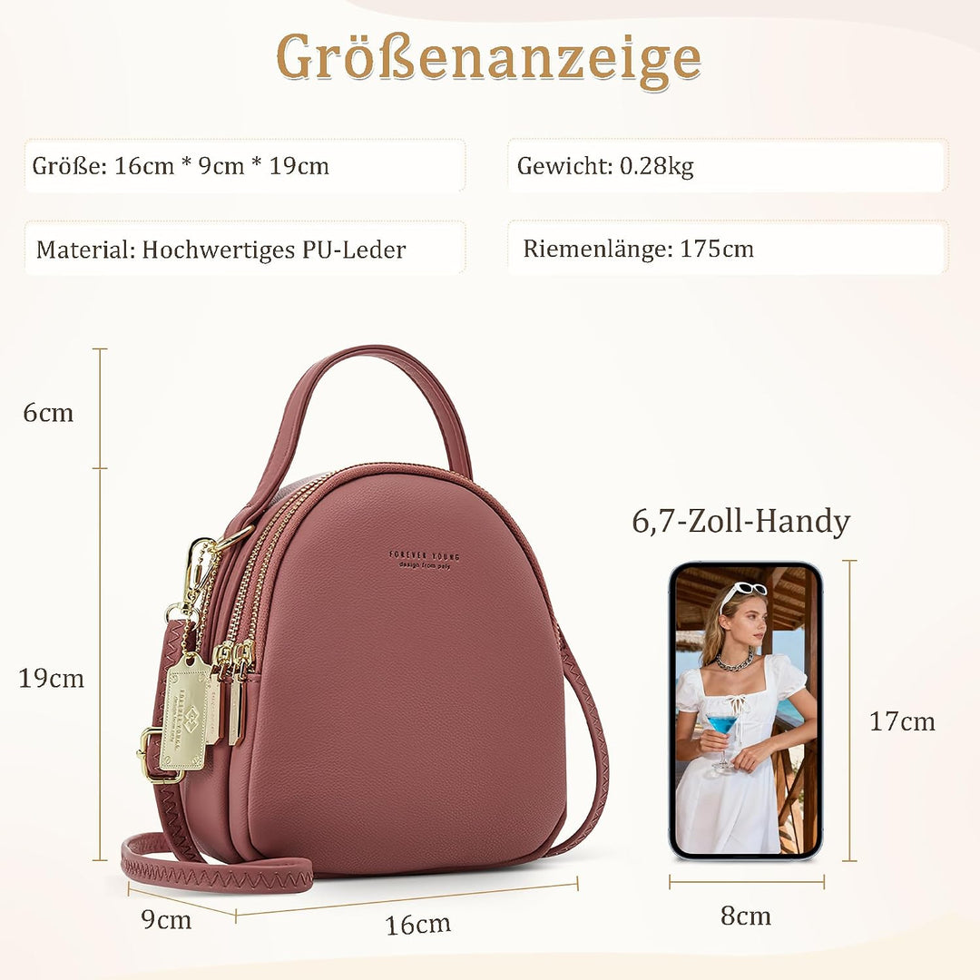 DORRISO Mini Damen Rucksack Elegant Tagesrucksack mit Kopfhörerloch Handtasche für Schule Reisen Läs