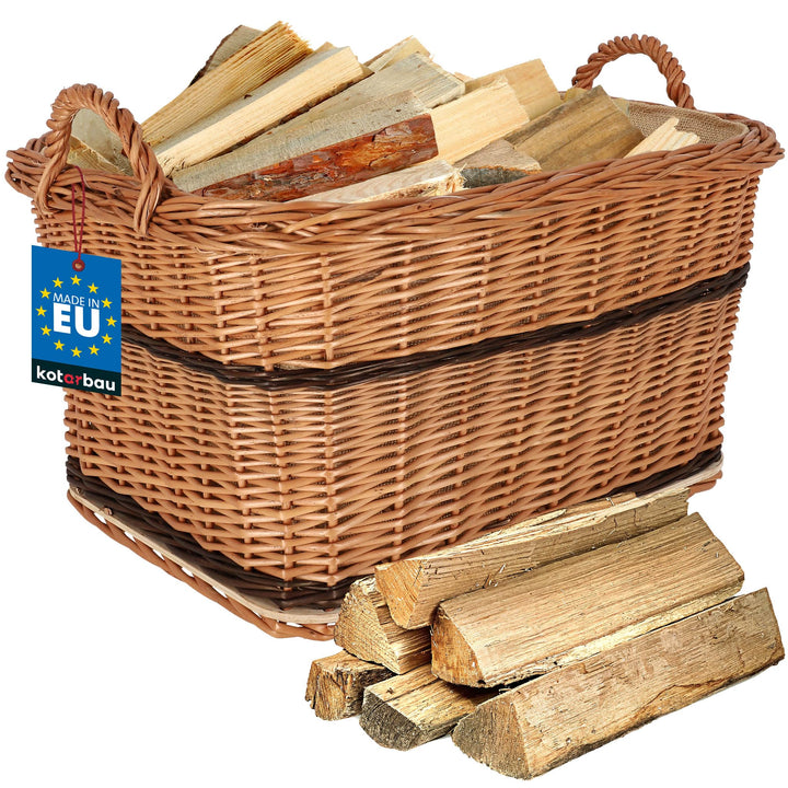 KOTARBAU® Weidenkorb für Brennholz - Holzkorb für Kaminholz - Erntekorb - 55x45 cm - Kaminholzkorb m