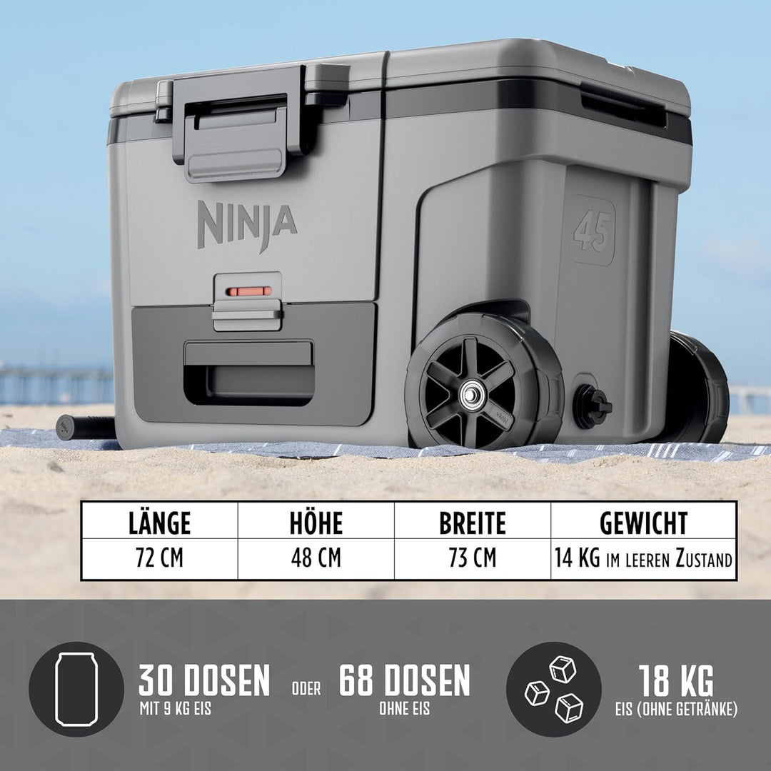 Ninja FrostVault Kühlbox mit Rollen und Isolierung, integrierter Dry Zone Schublade mit Kühlschrankt