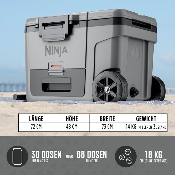 Ninja FrostVault Kühlbox mit Rollen und Isolierung, integrierter Dry Zone Schublade mit Kühlschrankt