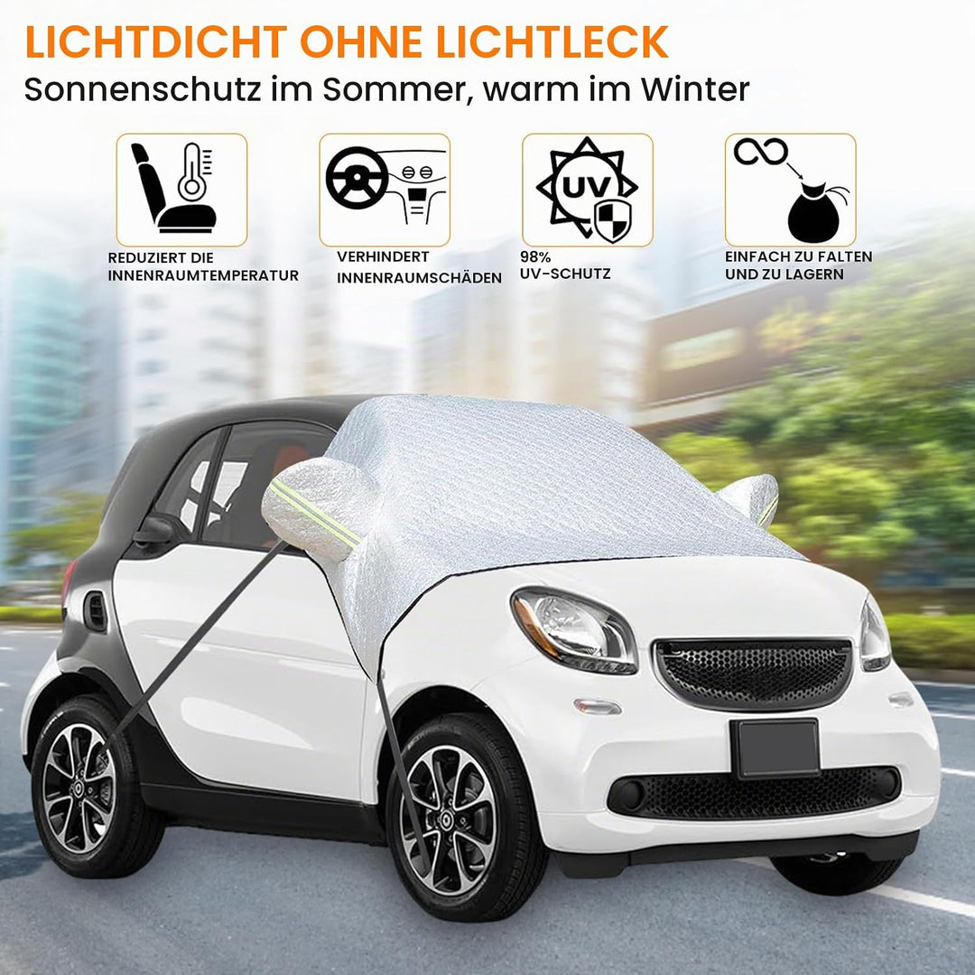 Frontscheibenabdeckung für Smart Fortwo 2006-2025, Windschutzscheibe Abdeckung Verdickte mit Riemen