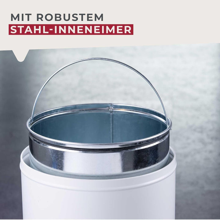 FACKELMANN BERLIN Push Abfallsammler 40L in Weiss – Klassisches Retro-Design, Grosses Fassungsvolume
