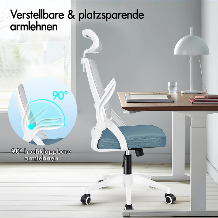 ALFORDSON Bürostuhl, Sessel mit Kopfstütze, Computer-Schreibtischstuhl mit Lordosenstütze, Drehstuhl