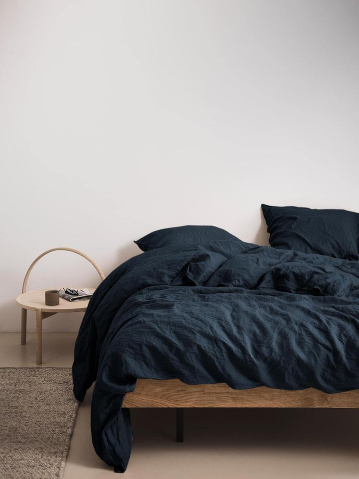 Marc O Polo Leinen Bettwäsche Valka Indigo-Blue, 1 Bettbezug 135 x 200 cm + 1 Kissenbezug 80 x 80 cm