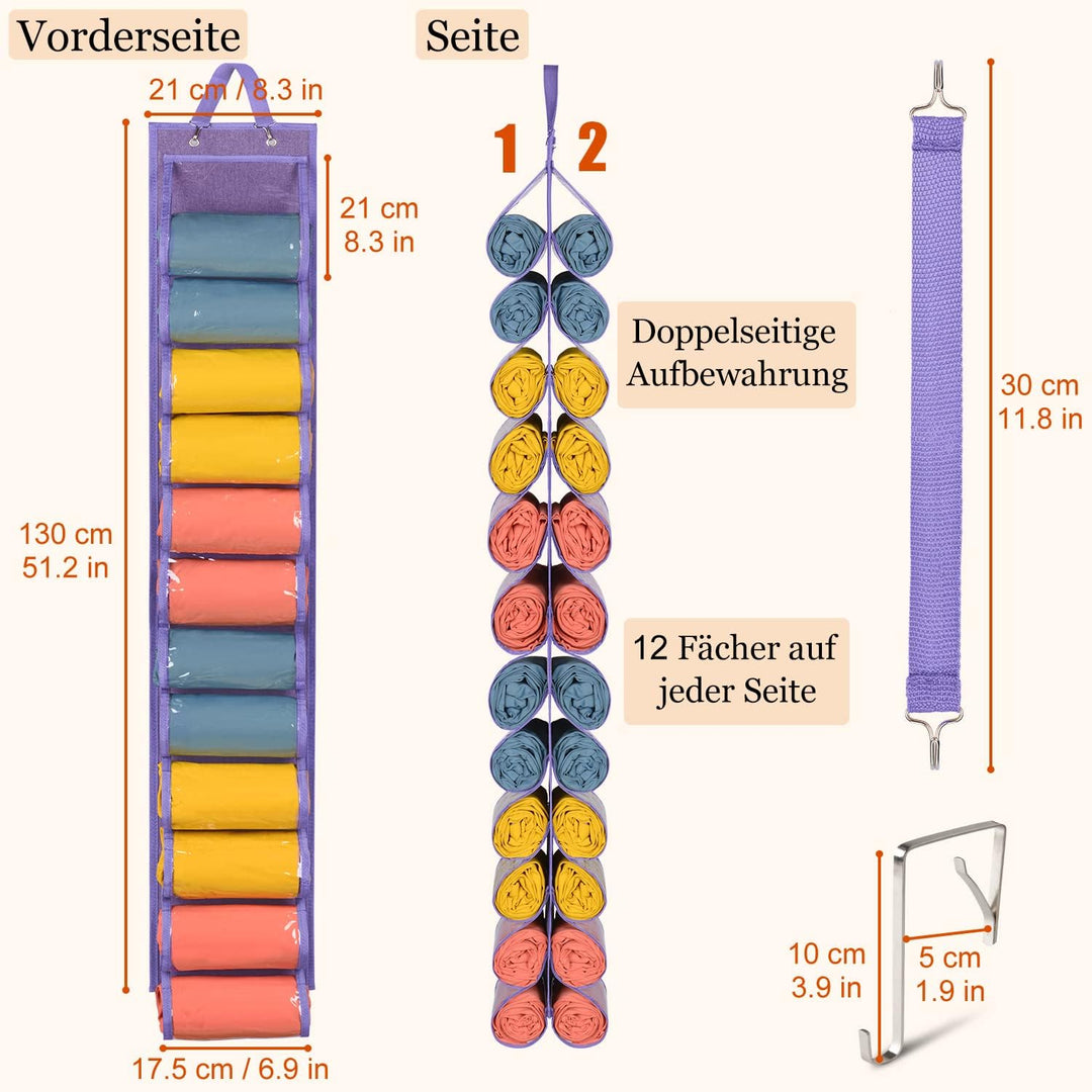 Lirex Leggings Aufbewahrungsbox, Hängender Yoga Leggings Aufbewahrungs Organizer mit 24 Taschen Falt