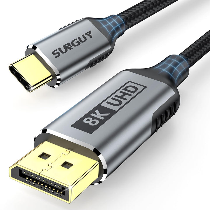 SUNGUY USB-C-auf-DisplayPort-Kabel 2M, 8K@60Hz 4K@240Hz, USB C auf DP 32.4Gbps unidirektionales komp