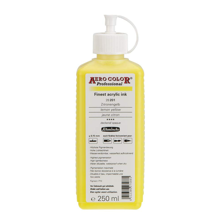 Schmincke - AERO COLOR Professional, Zitronengelb 250 ml, 28201027, feinst-flüssige, farbstarke Acry