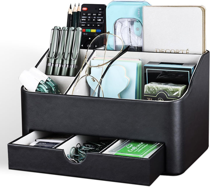 KINGFOM Büro Schreibtisch Organizer Mit 5 Fächern & Schubladen, Multifunktionales Ordnungssystem - S