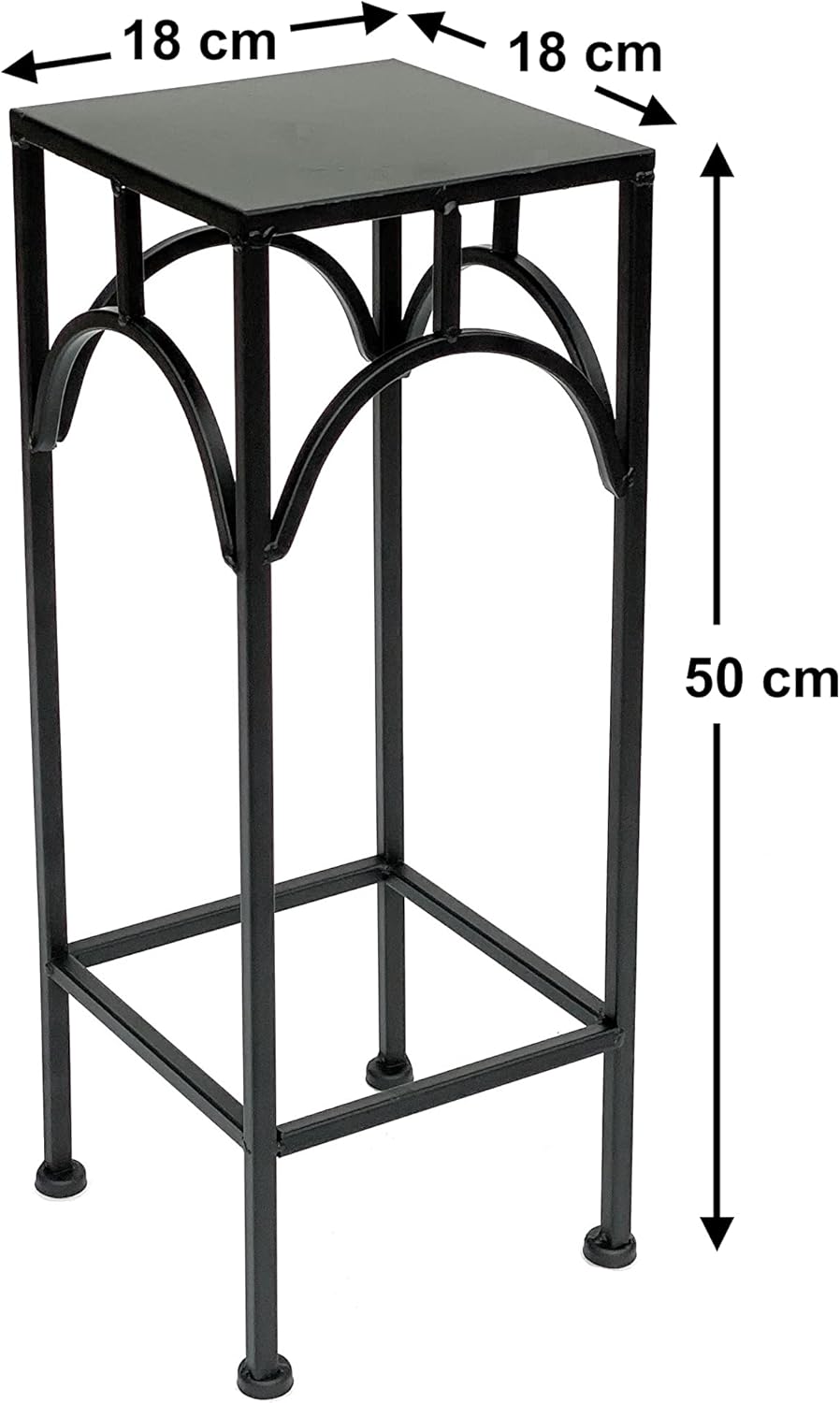 DanDiBo Blumenhocker Metall Schwarz Eckig 50 cm Blumenständer 96132 S Beistelltisch Blumensäule Mode