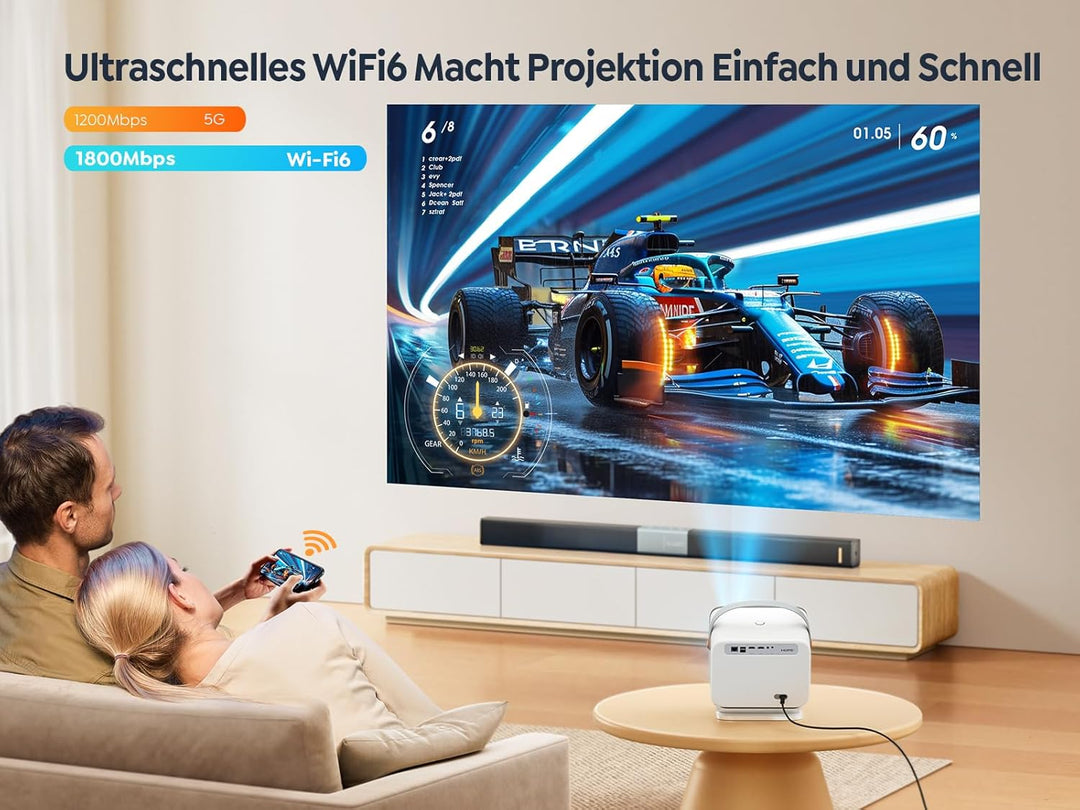 【Offizielles Netflix & Dolby 20W】 YABER V12 Beamer 4K, 1080P Projektor Full HD mit Ständer, Autofoku