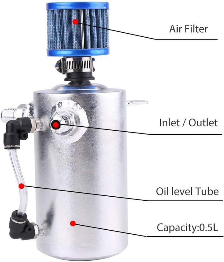 Ölauffangbehälter, Yctze 0.5L Universal Aluminium Automotor Ölauffangbehälter Kann Reservoir Entlüft