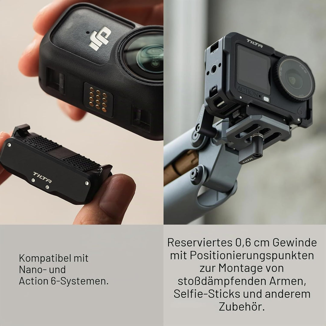 Tilta Action 6 Cage, Kamerakäfig-Basisset Kompatibel mit DJI Osmo Action 6 mit Schnellwechsel-Montag