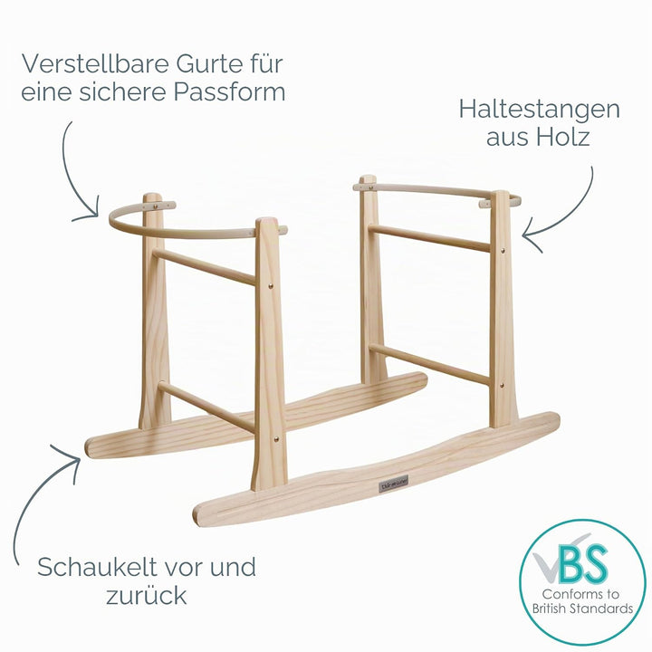 Clair de Lune Standfuss für Babykörbchen Clair de Lune Standard-Schaukelkorb-Ständer Natur, Clair de