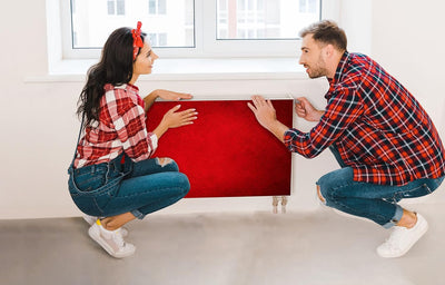 DarHaus Magnet Heizkörperverkleidung Heizkörperabdeckung Heizung Schutz, 140x60 Motiv ROT 140x60 cm,