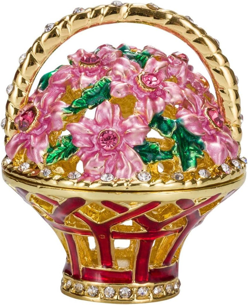 Danila-Souvenirs Fabergé-Stil verdrehtes Ei mit Korb der Blumen 12 cm blau