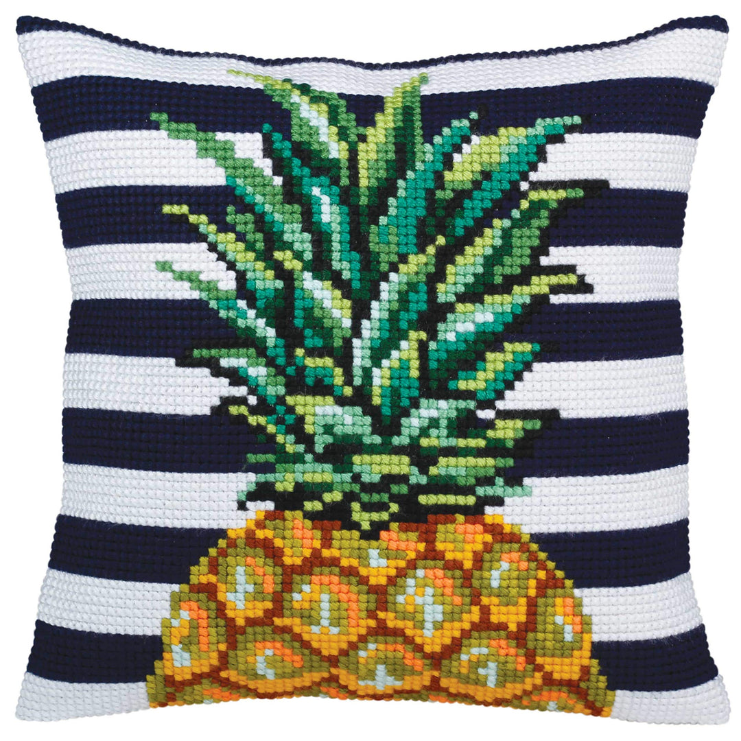 Collection d'Art CdA Kreuzstichkissen Ananas 5359, 40x40cm, Stickbild vorgezeichnet, Ananas