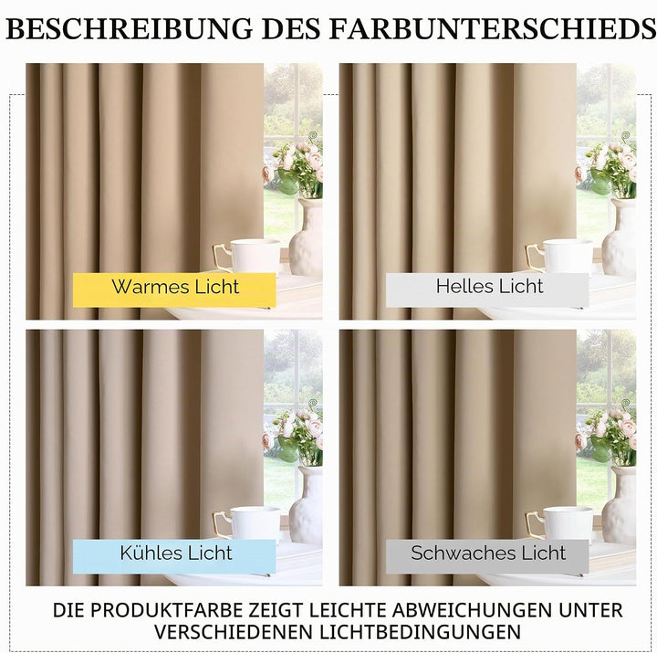PONY DANCE Küchengardinen mit Schlaufen Kurze Scheibengardinen Blickdicht Thermovorhang Schlaufensch