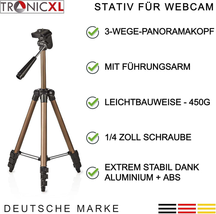 TronicXL 1,05m Tripod 19W Stativ für Webcam kompatibel mit Logitech C920 Brio 4K C925e C922x C922 C9