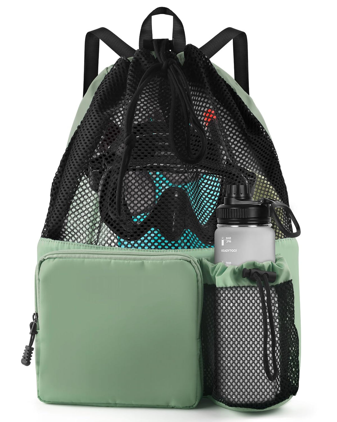 BROTOU Schwimmen Tasche, Schwimmtasche Mesh-Rucksack mit Kordelzug, Strandrucksack Turnbeutel Sportb