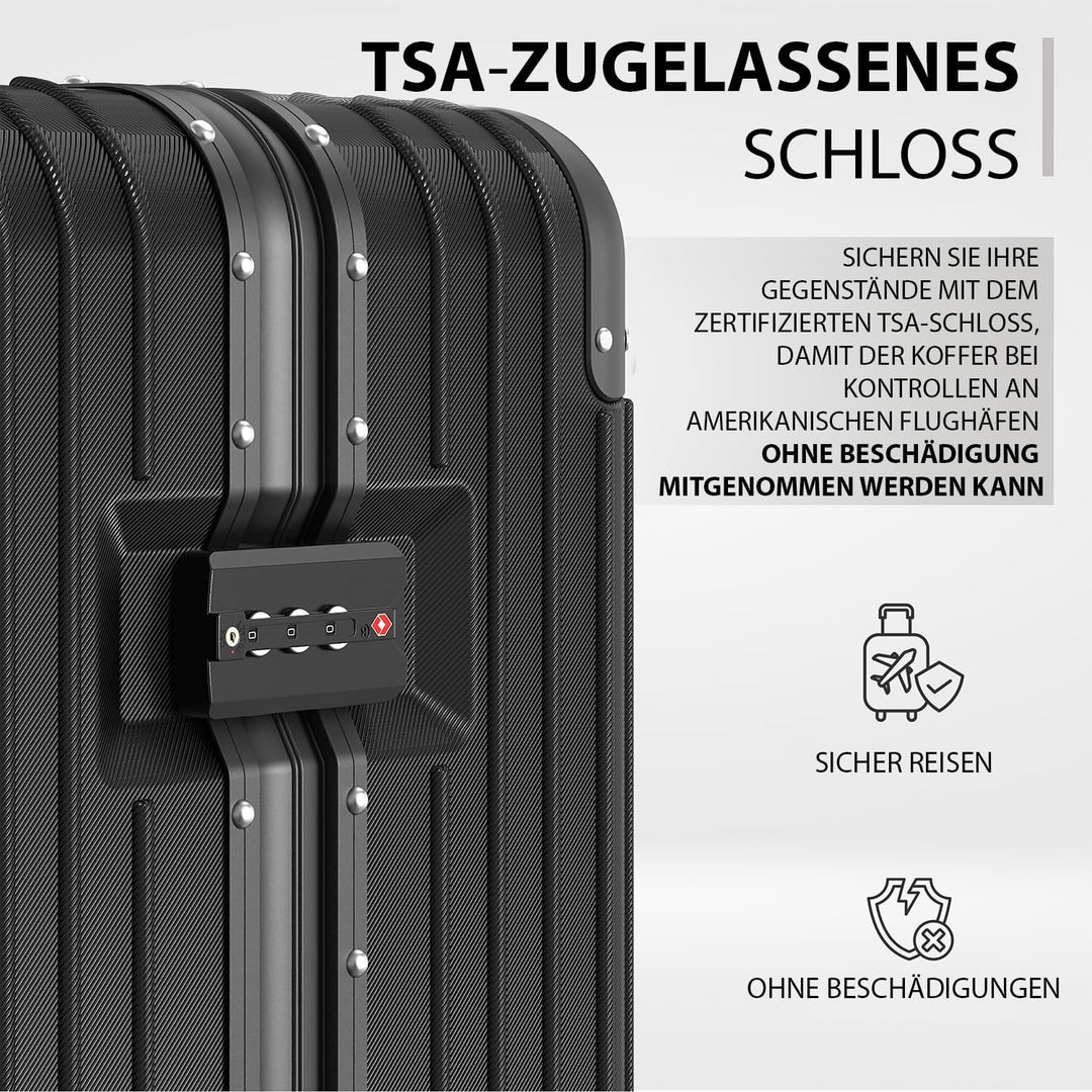 Voyagoux Koffer - 114L, Hartschalenkoffer gross, TSA-Schloss, Aluminium, Reisekoffer mit Rollen, 4X