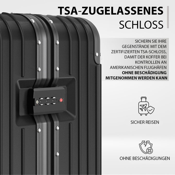 Voyagoux Koffer - 114L, Hartschalenkoffer gross, TSA-Schloss, Aluminium, Reisekoffer mit Rollen, 4X
