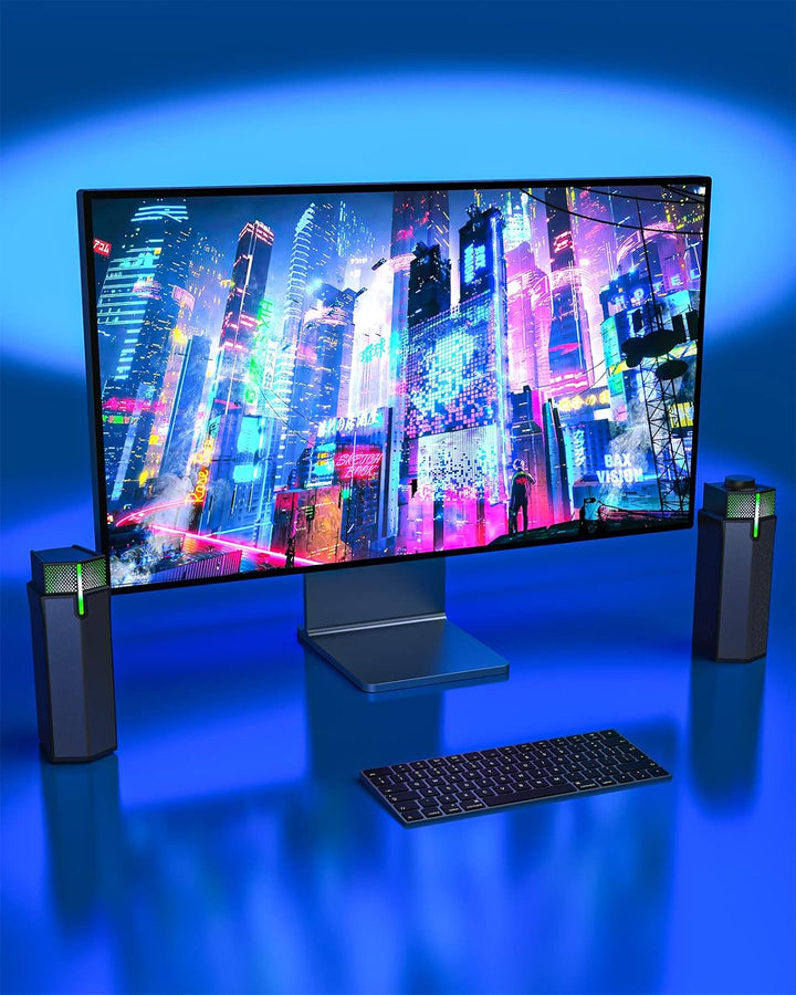 Jeecoo M20 Computer PC Lautsprecher, Bluetooth Lautsprecher mit Beleuchtung, Abnehmbar Pc Soundbar B