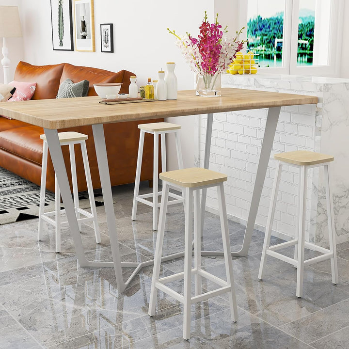 YMYNY 2er Set Barstühle, Küchenstühle, Barhocker, Holzoptik mit Metallrahmen, Industriestil, 28 x 29