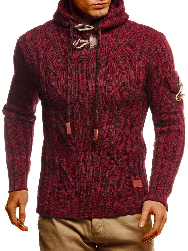 Leif Nelson Herren Strickpullover mit Kapuze/Hochwertiger Winterpullover im Regular Fit Schnitt, ide