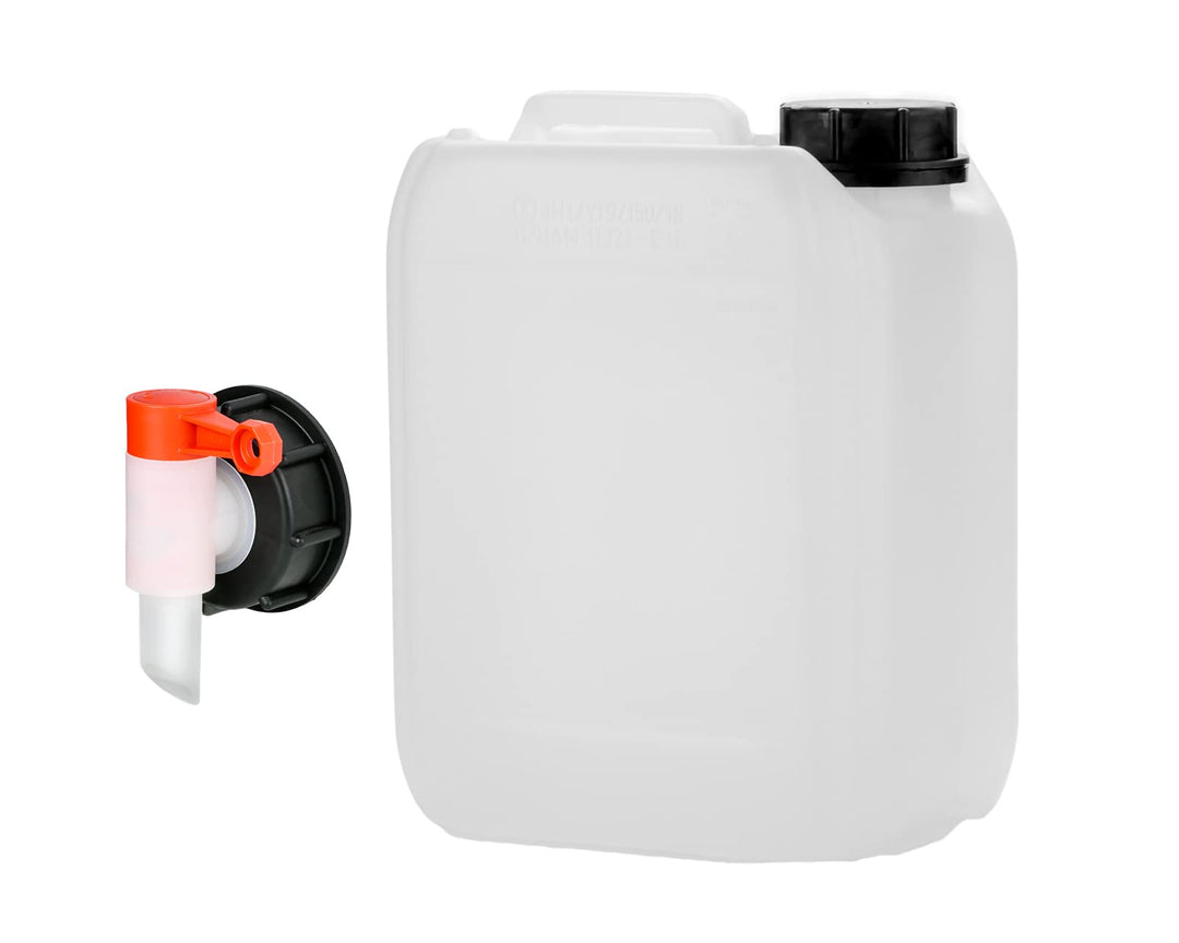 Octopus 5L Kanister leer mit Zapfhahn 51mm Gewinde, Wasserbehälter, HDPE, UN Zulassung, lebensmittel