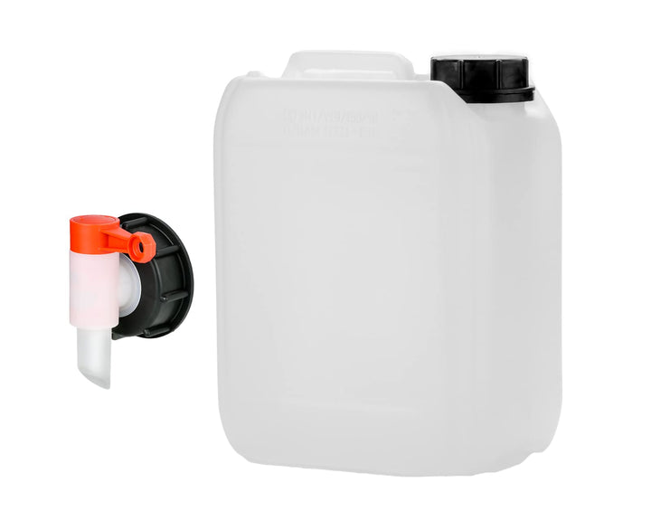 Octopus 5L Kanister leer mit Zapfhahn 51mm Gewinde, Wasserbehälter, HDPE, UN Zulassung, lebensmittel