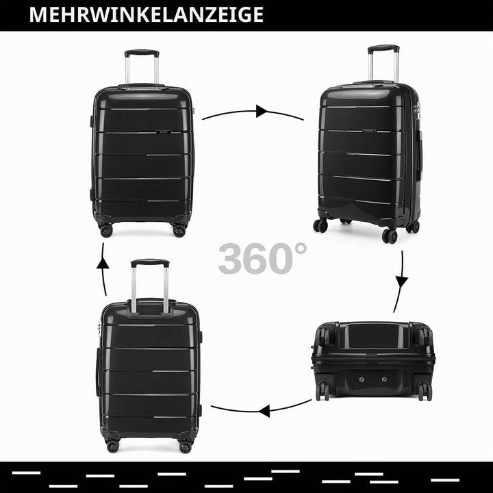 KONO Hartschalenkoffer Koffer Trolley Reisekoffer mit 4 Rollen TSA Schloss und YKK Reissverlüsse Pol