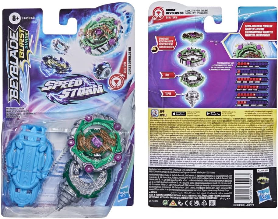 Hasbro Beyblade Burst Surge Speedstorm Curse Devolos D6 Kreisel Starter Pack - Balance-Typ Kampfspie