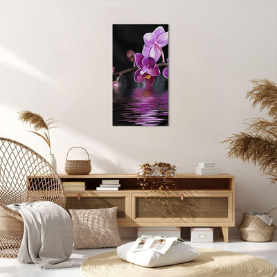 Bilder auf Leinwand 55x100cm Leinwandbild mit Rahmen Asien exotisch orchidee blume Gross Wanddeko Bi