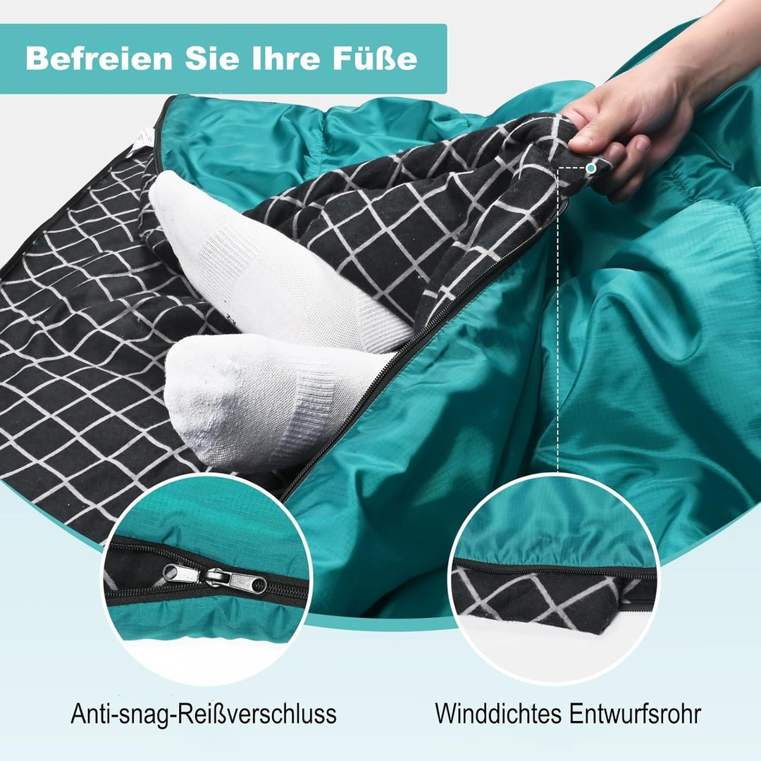 Baumwollflanell-Doppelschlafsack für Camping, Wandern oder Wandern. Queen Size 2 Person wasserdichte