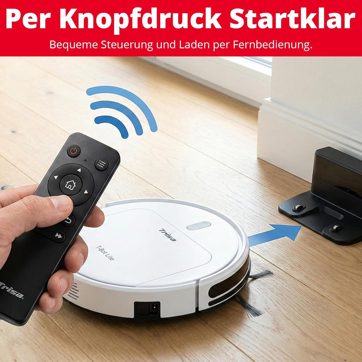 Trisa T-Bot Lite Saugroboter, 1300Pa, HEPA-Filter &amp; Magnetband-Abgrenzung | 1300 Pa Saugkraft, 90 Mi