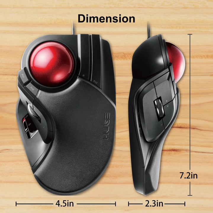 ELECOM Kabelgebundene Fingerbedienung, grosse Trackball-Maus, 8-Tasten-Funktion mit glatter Tracking