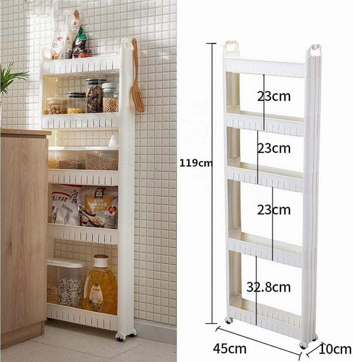 3/5-Tier Schmales Regal,Handwagen mit Rädern, Küchenwagen Rollwagen, Mobiler Lagerregal Organizer fü