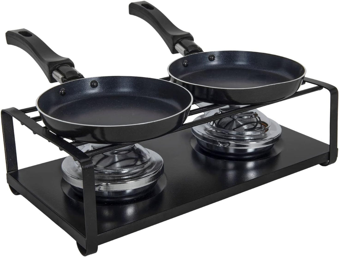 Mini Raclette Set ohne Strom - für 2 Personen - Tischgrill mit 2 Pfannen - Camping Festival Picknick