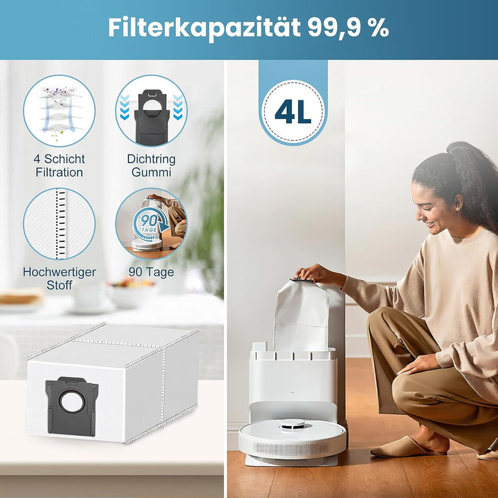 18 Stück Zubehör für Dreame D10 Plus Gen 2 Enthält 1 Hauptbürsten, 4 Staubbeutel, 4 Wischtücher, 4 H