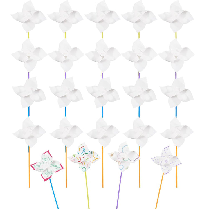 craspire 24 Set DIY Windräder Bastelpapier Windräder Blanko Weiss Bastelsets Ihre Eigenen Windräder