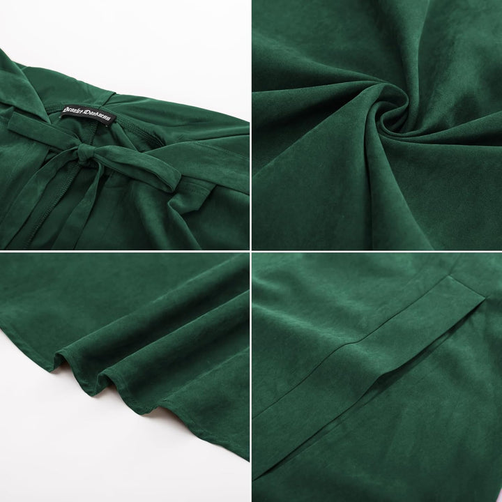 SCARLET DARKNESS Damen Mittelalter Umhang mit Kapuze Unisex Maxi Umhang Hexe Cosplay Cape Dunkelgrün