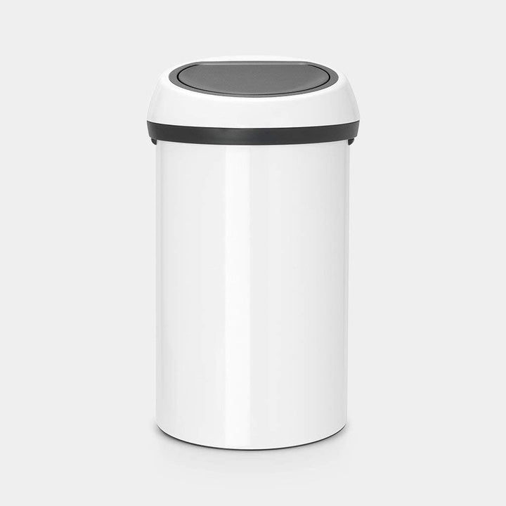 Brabantia 108686 Abfalleimer Touch Bin 60 L mit Deckel in weiss/grau, Plastik, Weiss, 58 x 28 x 28 c