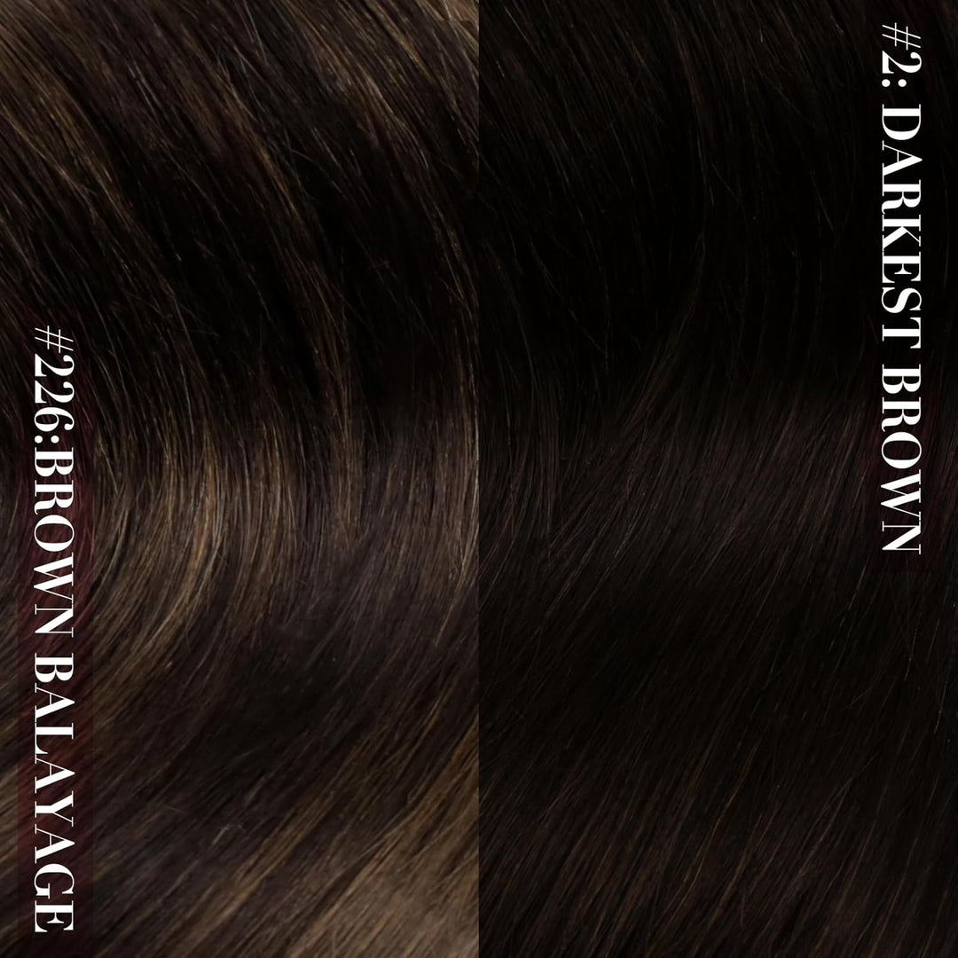 YoungSee Extensions Clip in Braun Ombre Remy Glatt Haar Clip in Extensions Echthaar Ombre Dunkelbrau