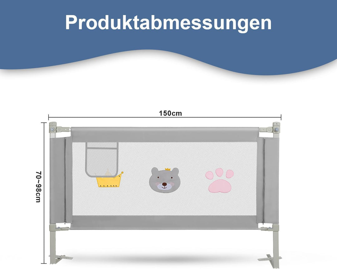 Bettgitter, Bettschutzgitter Kinderbettgitter,Bettgitter zum Schutz vor Stürzen für Kleinkinder, Bab