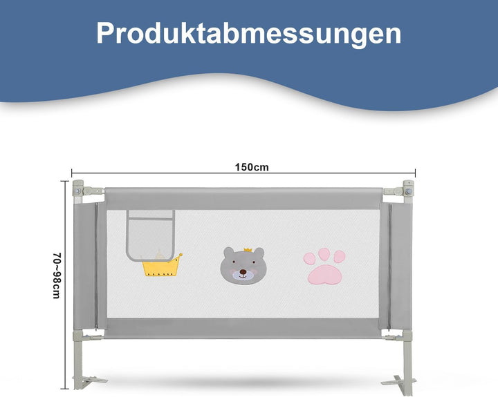 Bettgitter, Bettschutzgitter Kinderbettgitter,Bettgitter zum Schutz vor Stürzen für Kleinkinder, Bab