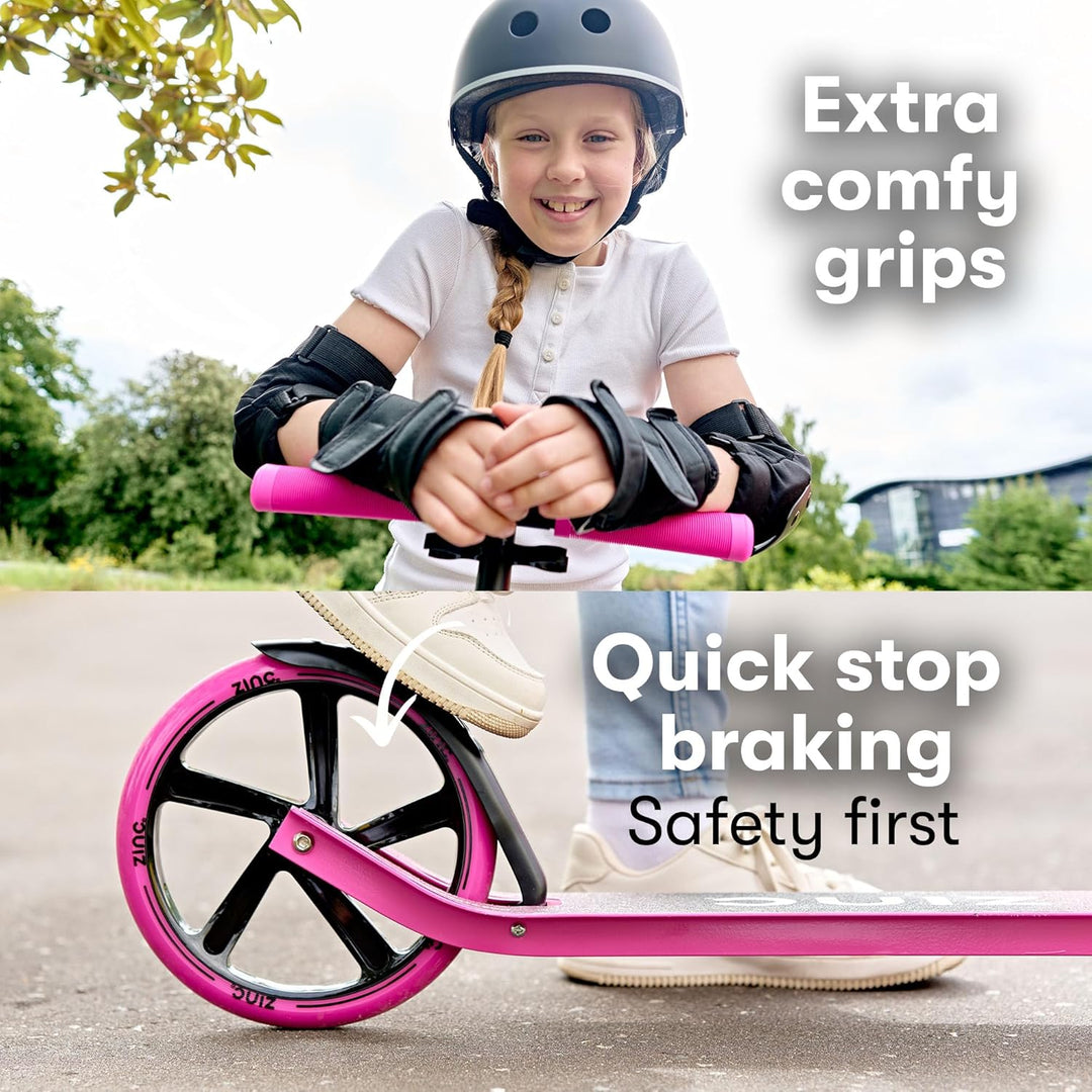 Zinc Kids Scooter - Big Wheel Kickscooter für Kinder ab 6 Jahren, Faltbarer 2-Rad-Roller mit 200 mm