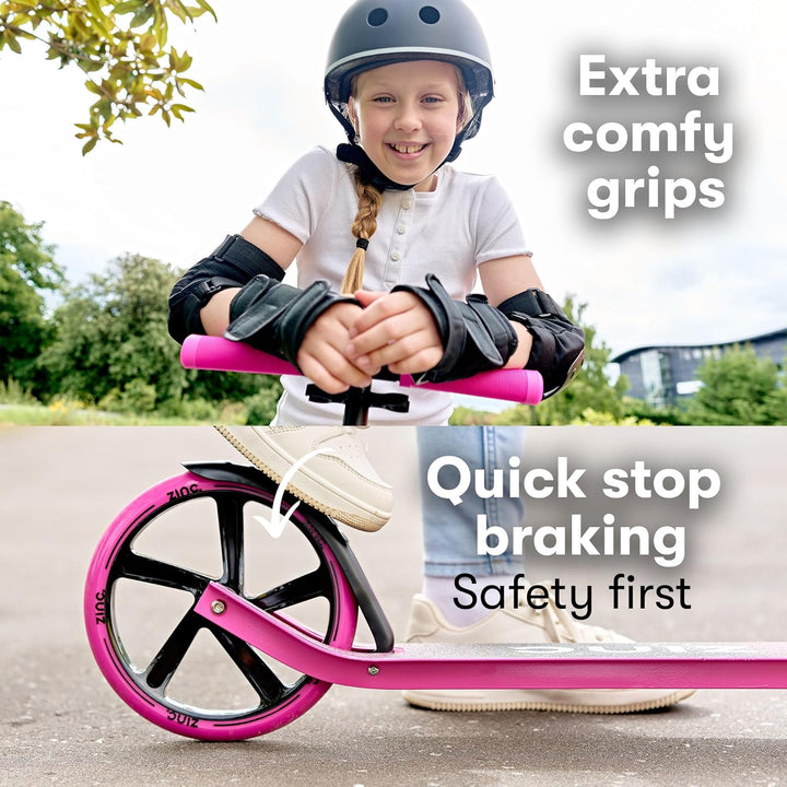 Zinc Kids Scooter - Big Wheel Kickscooter für Kinder ab 6 Jahren, Faltbarer 2-Rad-Roller mit 200 mm