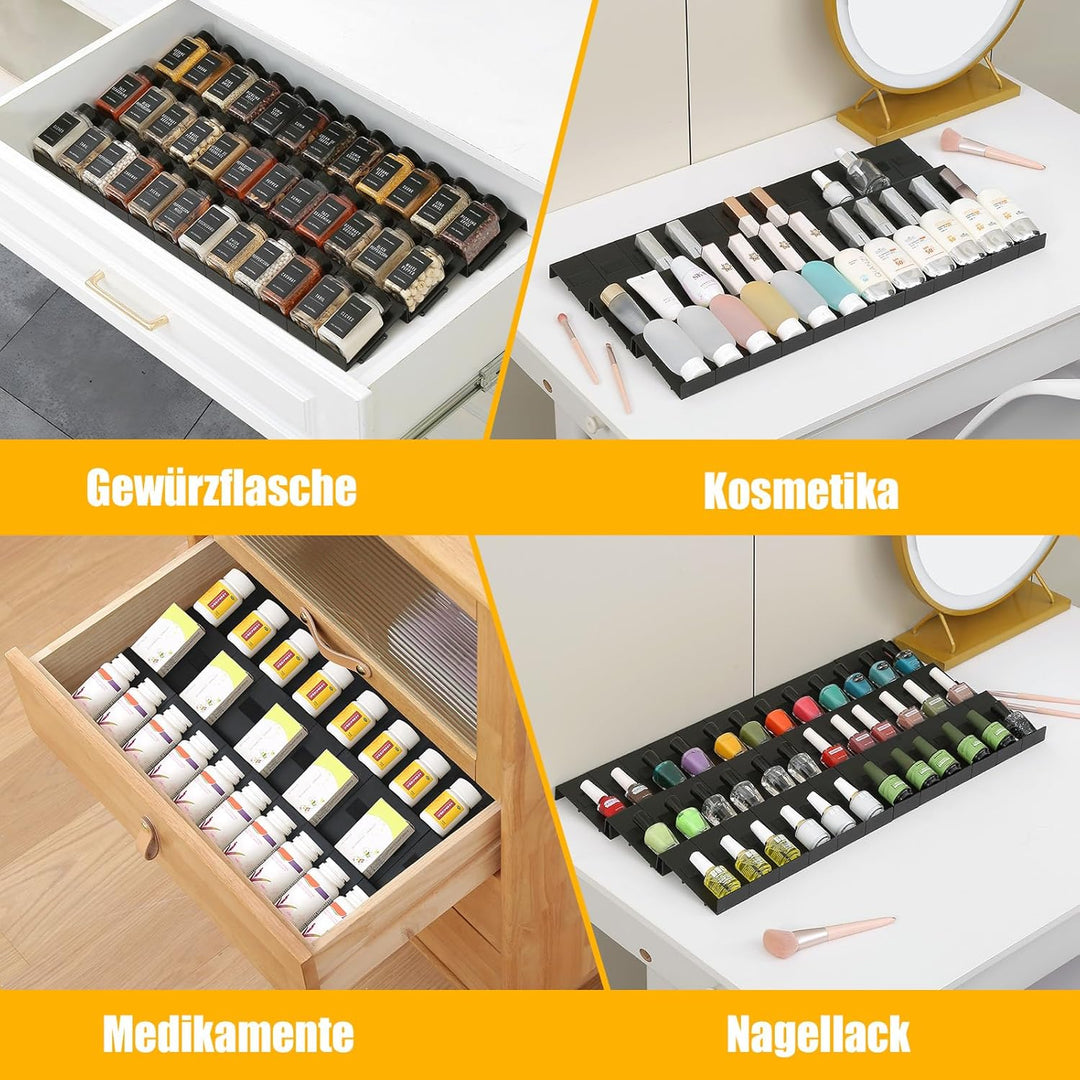 Famhap Gewürz Organizer Schublade, 24 Stück Patchworkable Gewürzregal Schublade, Küchen Organizer sc
