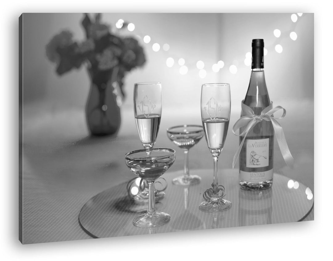 deyoli pinker Champagne Format: 80x60 Effekt: Schwarz/Weiss als Leinwand, Motiv fertig gerahmt auf E