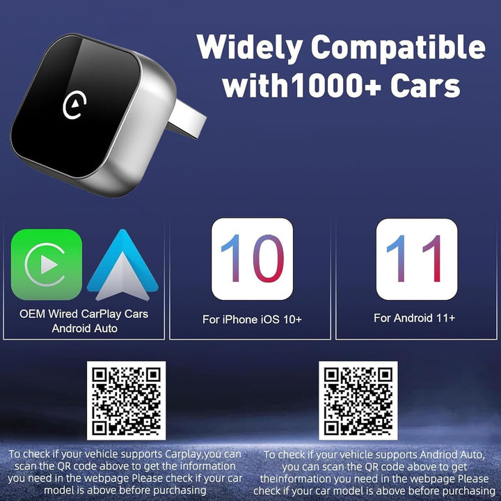 Wireless CarPlay Adapter,2 In 1 Wireless CarPlay für iOS und Android Auto,2025 Verbesserte Konvertit